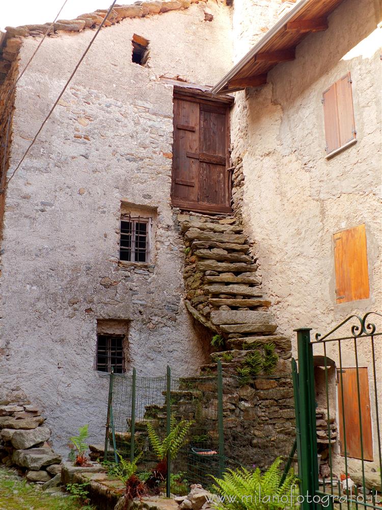 Montesinaro fraction of Piedicavallo (Biella, Italy) - Old stairs to the first floor